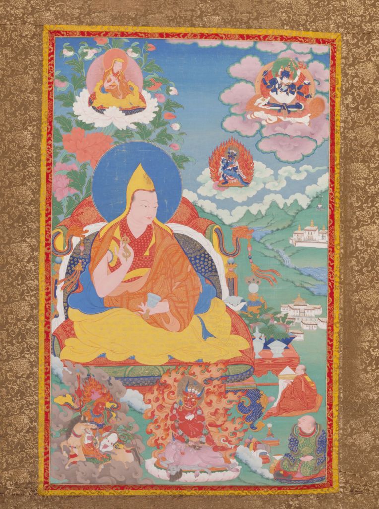 图片[1]-The origin of the Dalai Lama — Sonan Gyatso Thangka-China Archive